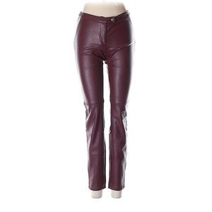 Burgundy Faux Leather Pants